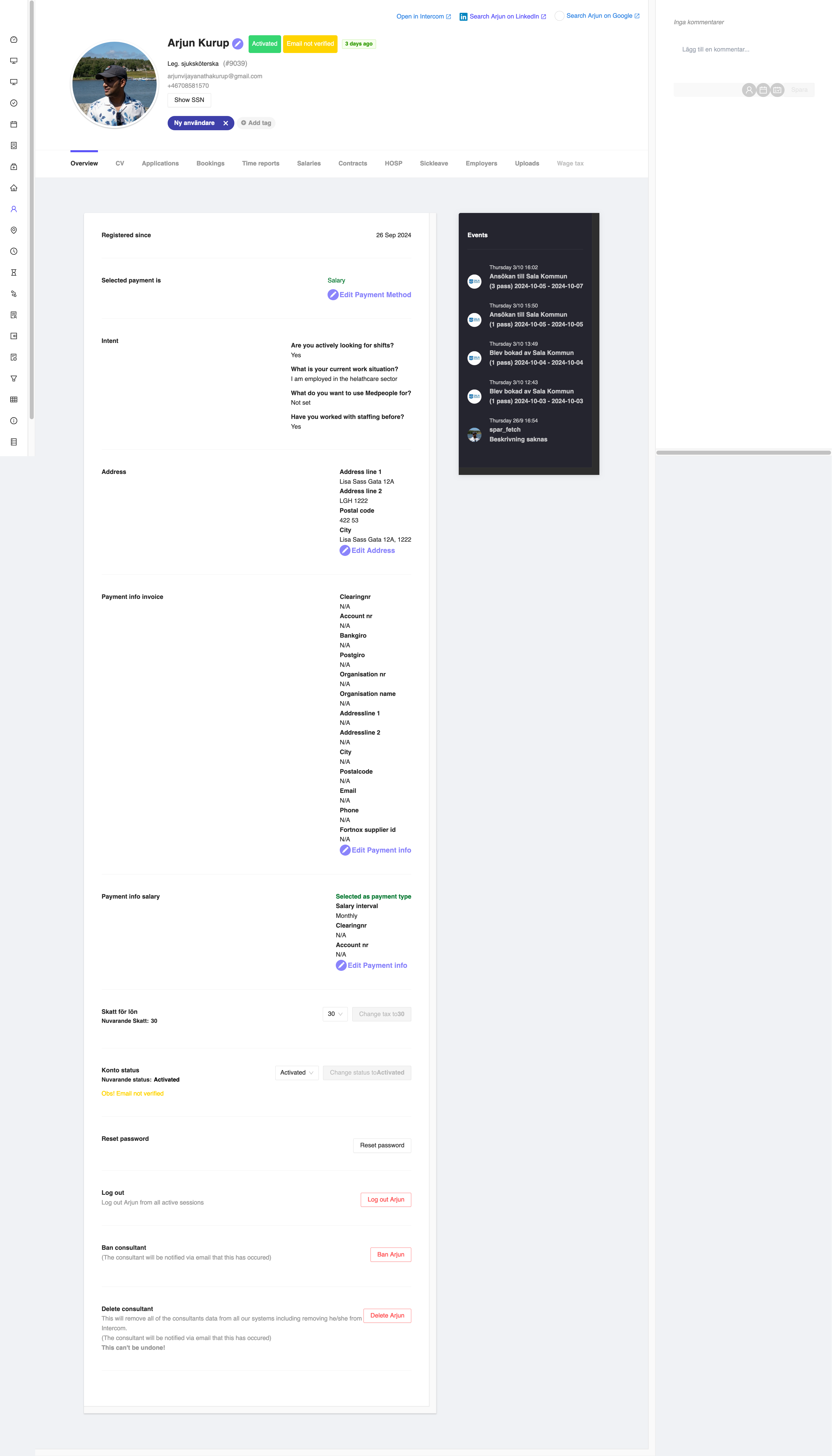 Consultant detail view