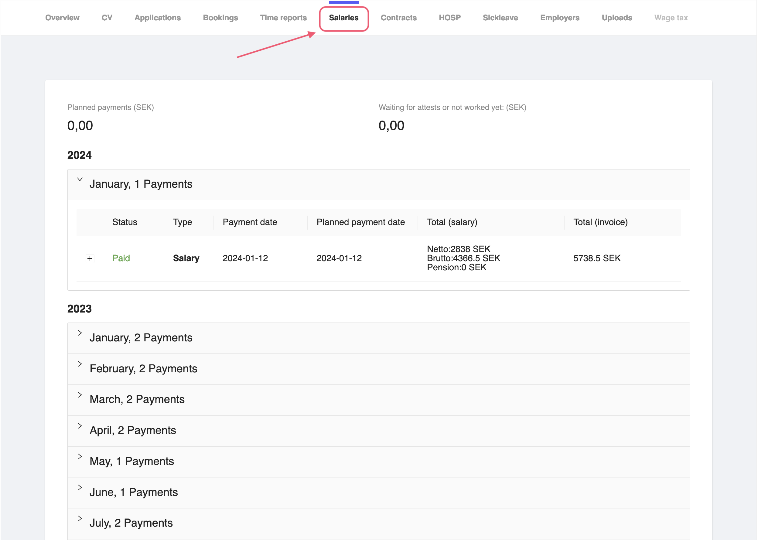 Consultant Salaries Tab