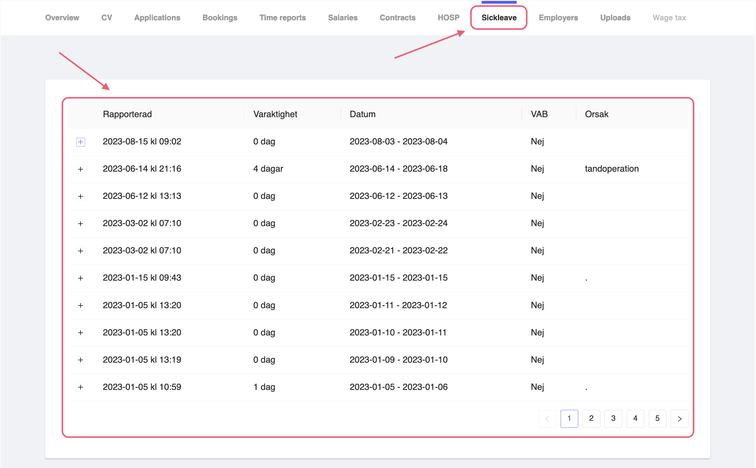 Consultant Sick Leave Tab