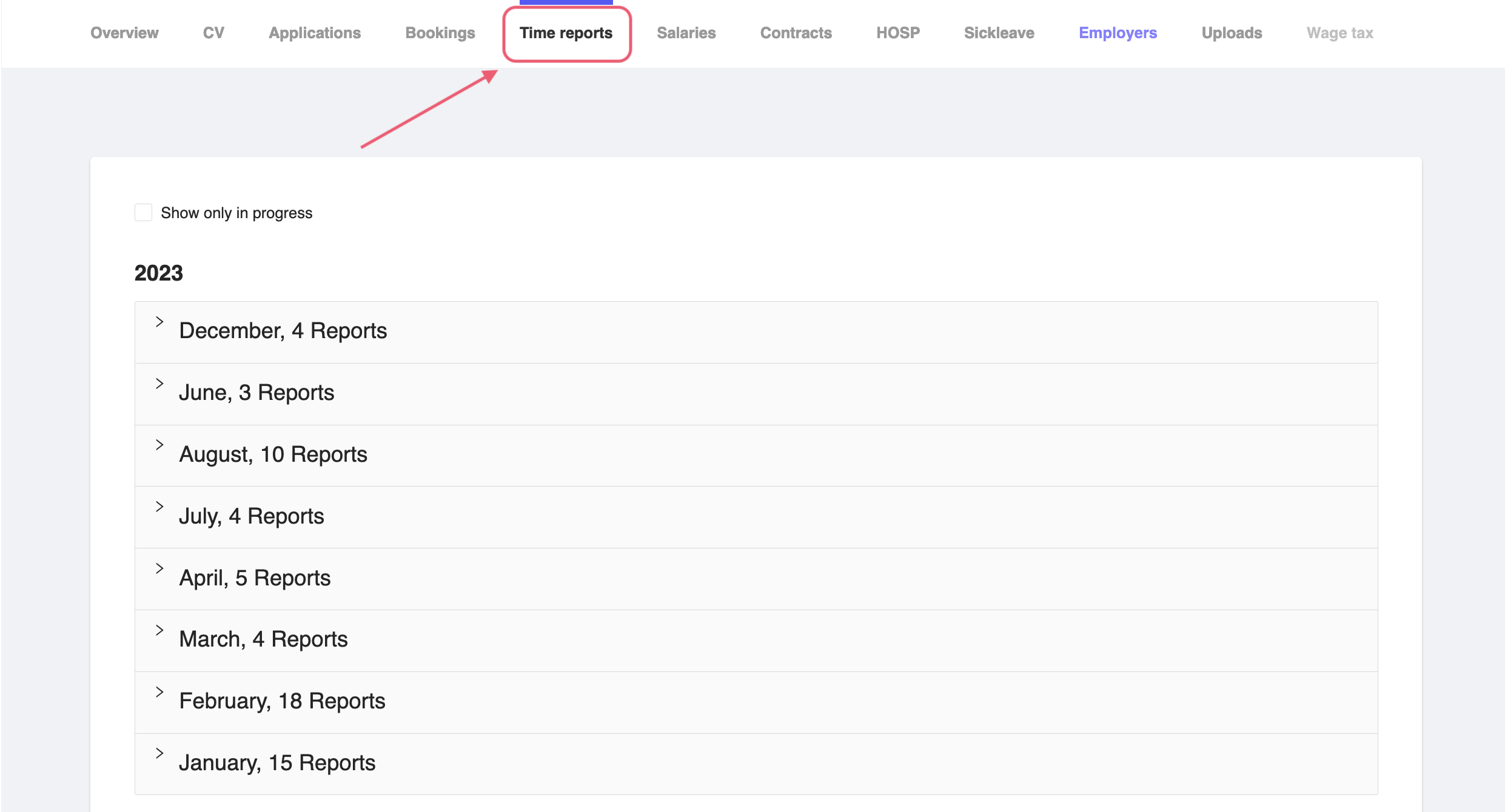 Consultant Time Report Tab