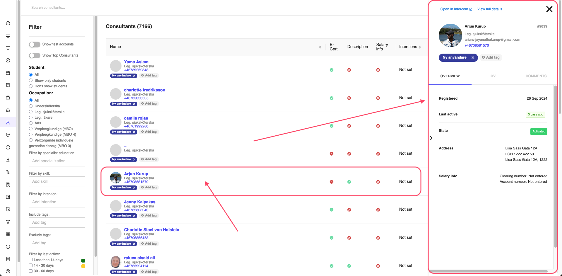 Consultant View Brief Details