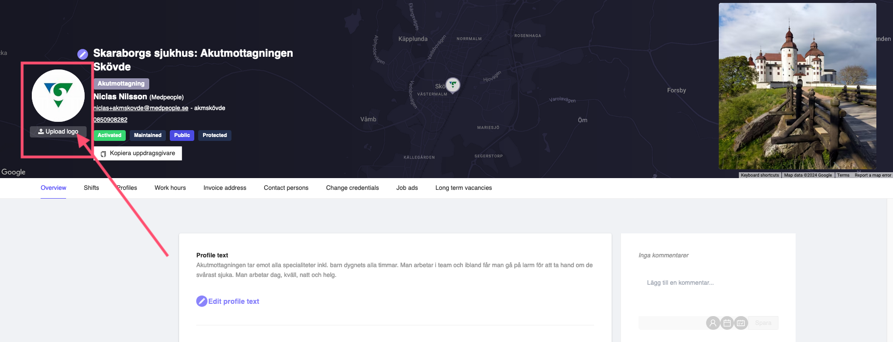 Employers edit profile logo