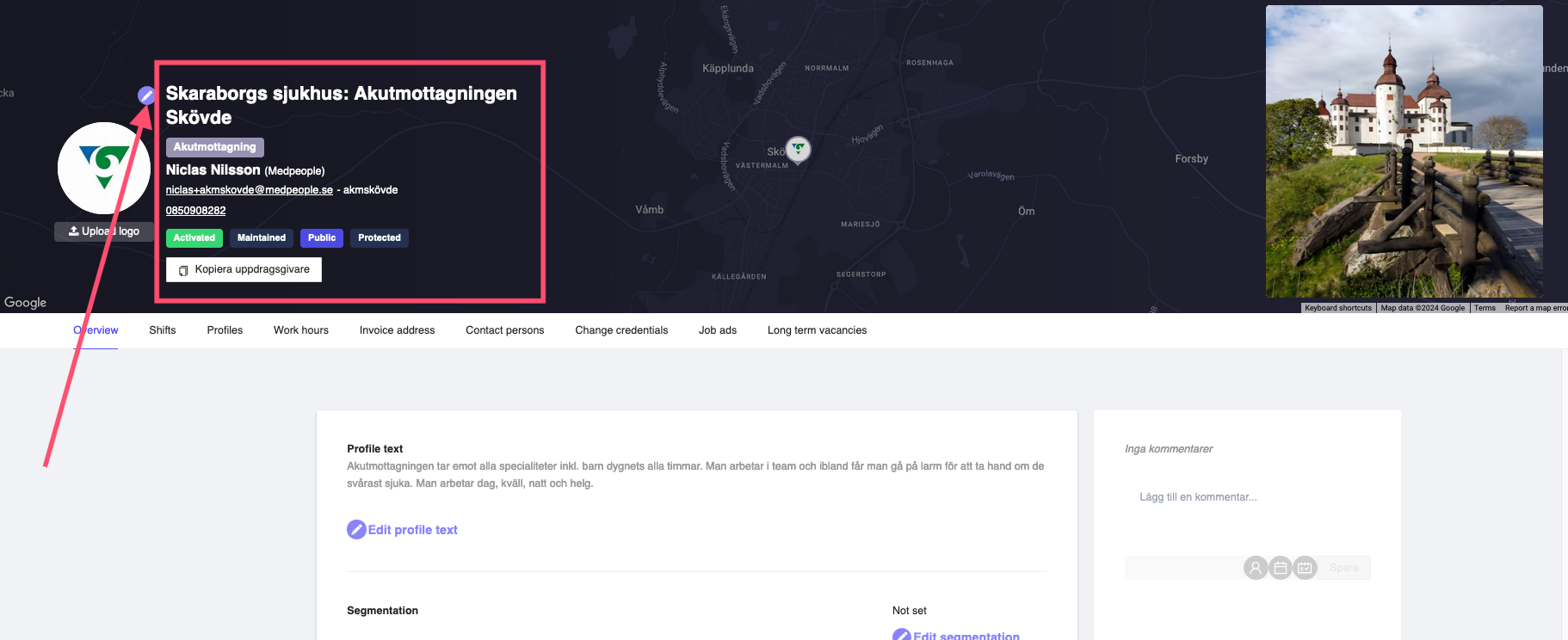 Employers edit profile details