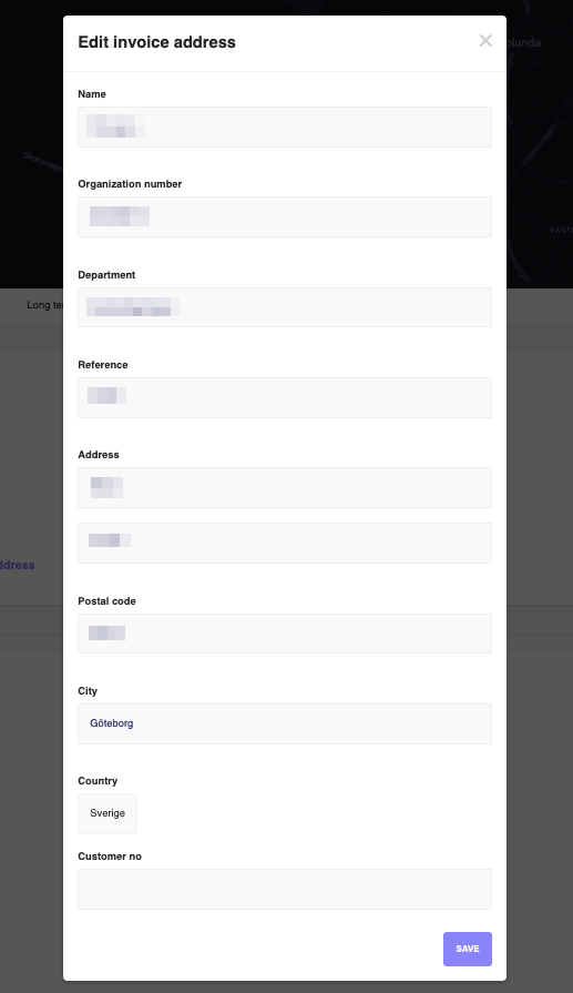 Edit employer invoice address