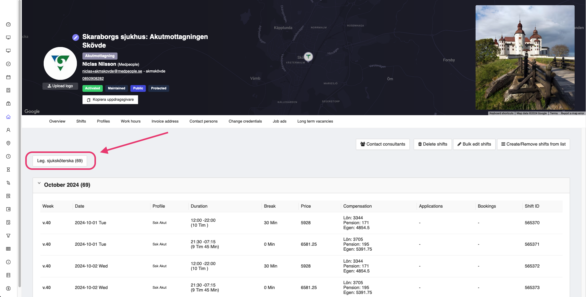 Employer shifts filter